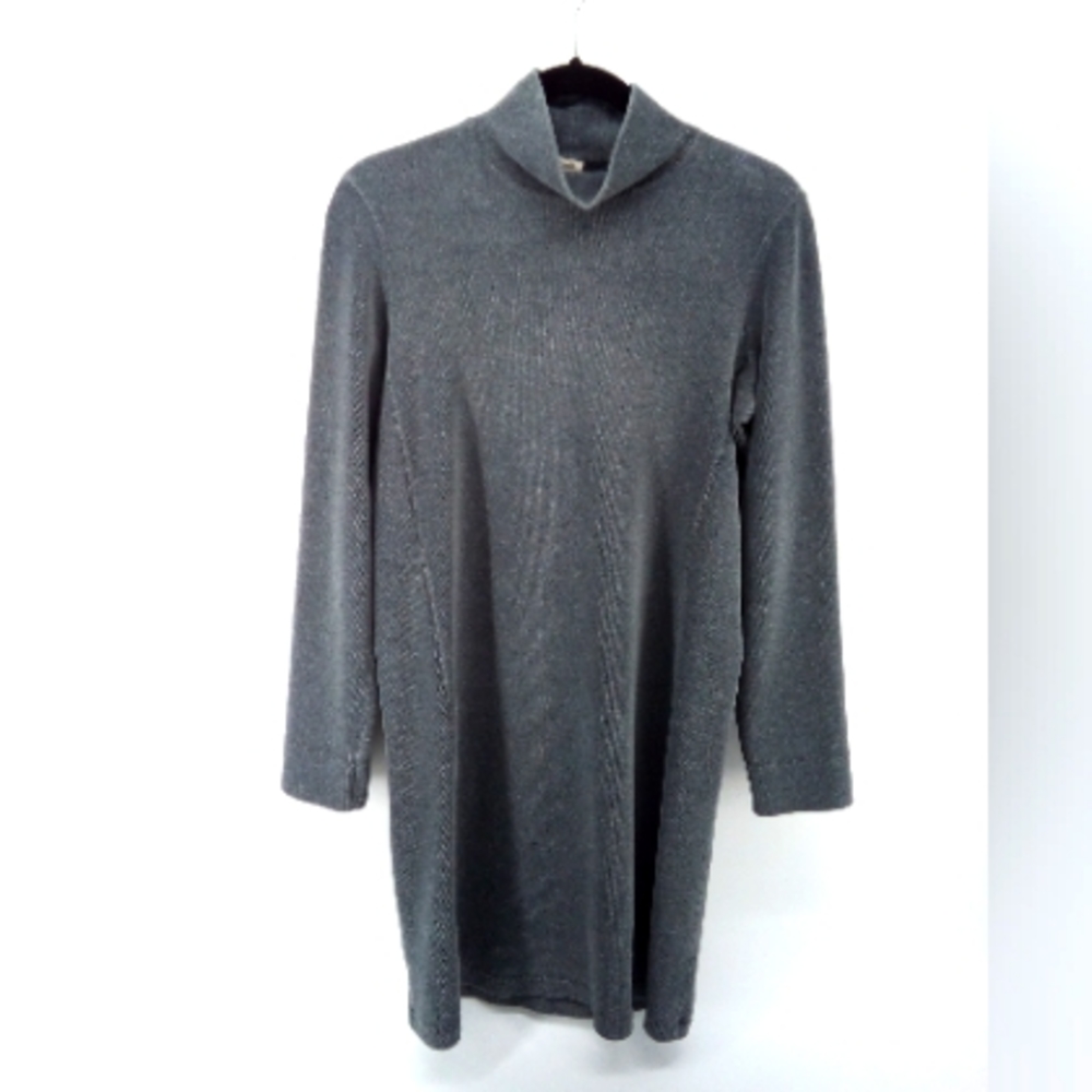 J.Jill Stretch Cotton Blend Gray Cowl Neck Long Sleeve Sweater Dress Warm S
